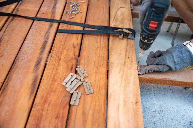 A professional drilling tool on deck replacement with a locker plastic on top.